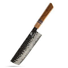 7.5" Nakiri Knife 67 Layers Damascus Steel With Spalted Wooden Handle