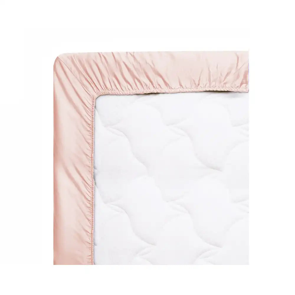 ths giza cotton double fitted bed sheet pastel pink