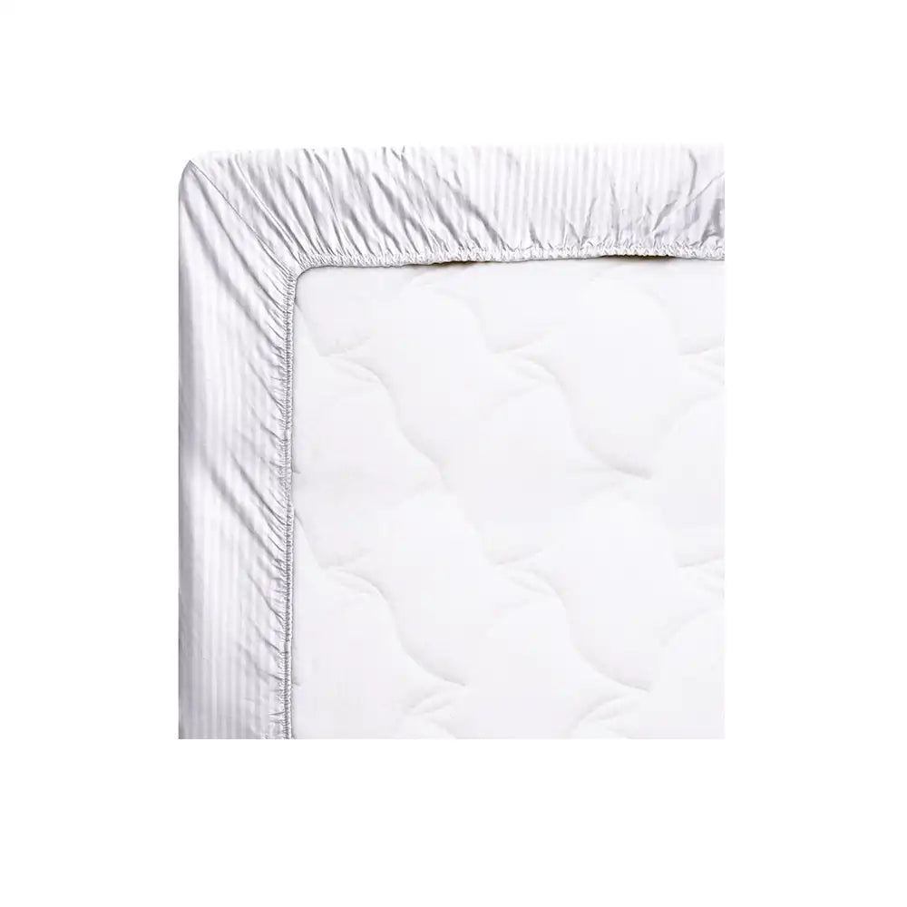 ths zen stripes queen fitted cotton bed sheet white