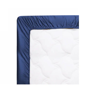 ths giza cotton double fitted bed sheet indigo blue