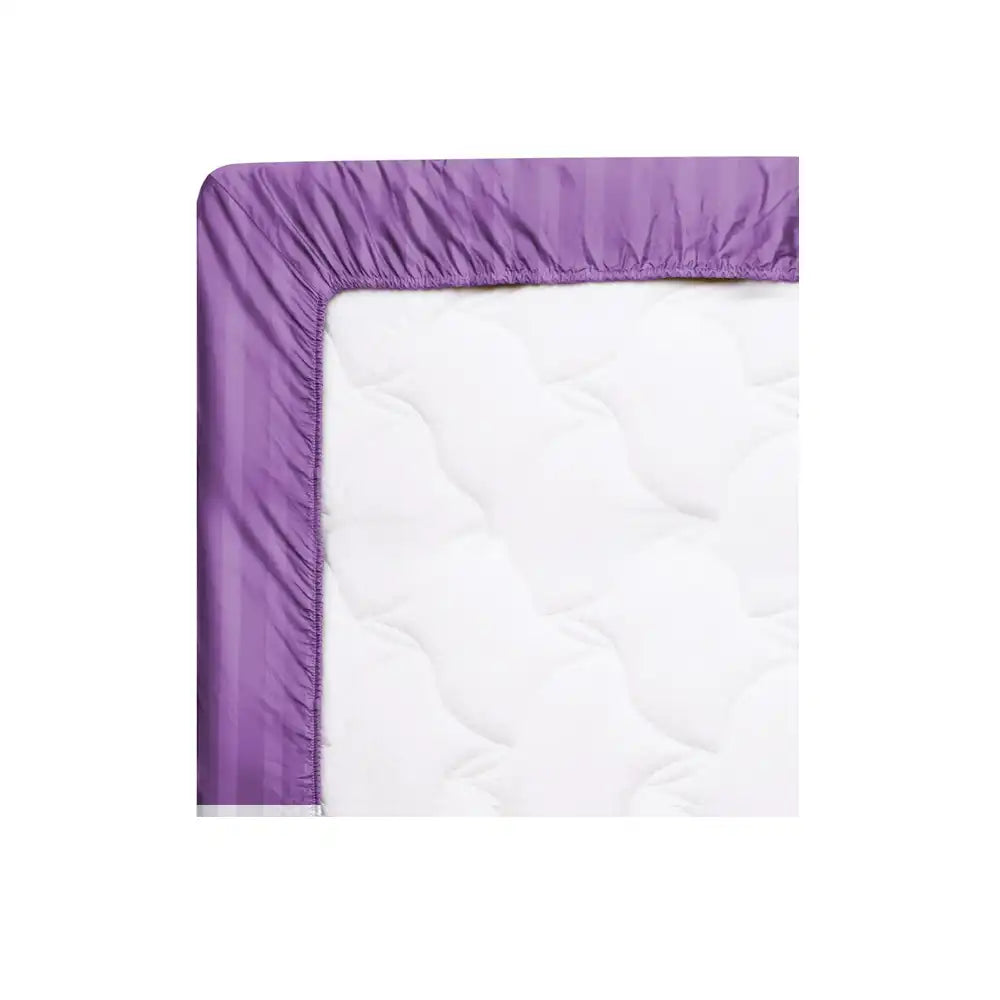 ths eternal stripes single fitted cotton bed sheet purple