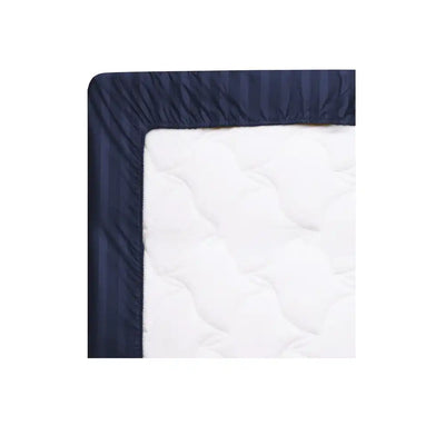 ths eternal stripes double fitted cotton bed sheet navy blue