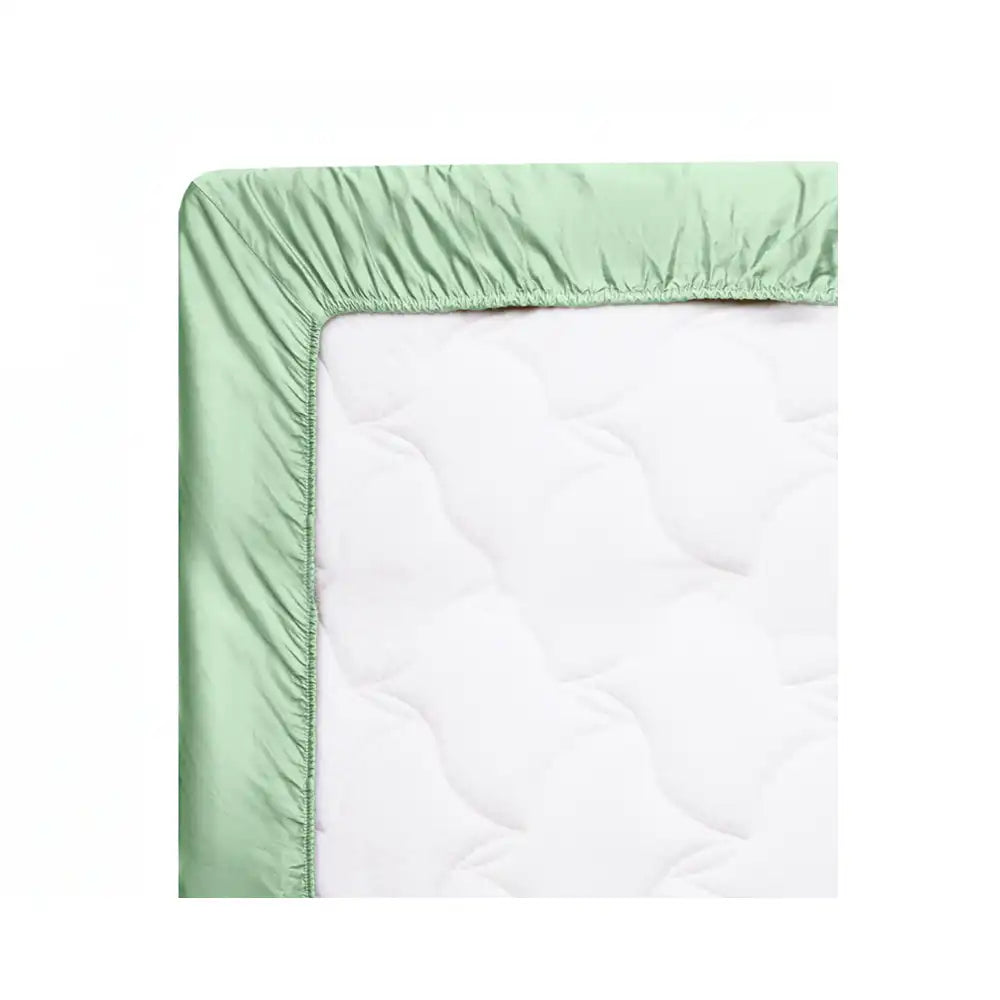 ths giza cotton double fitted bed sheet slit green