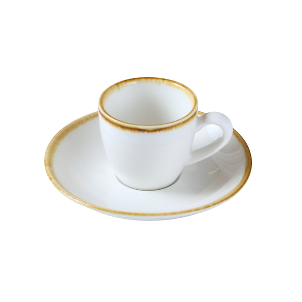 Porceletta Porcelain Espresso Cup & Saucer Ivory Mocha, 80 ml