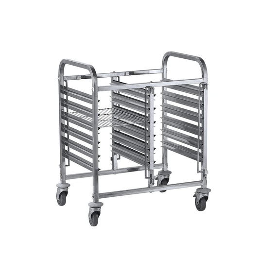 Jiwins Stainless Steel GN 1/1 Pan Dual Rows Trolley 12 Piece Silver, 74 x 55 cm