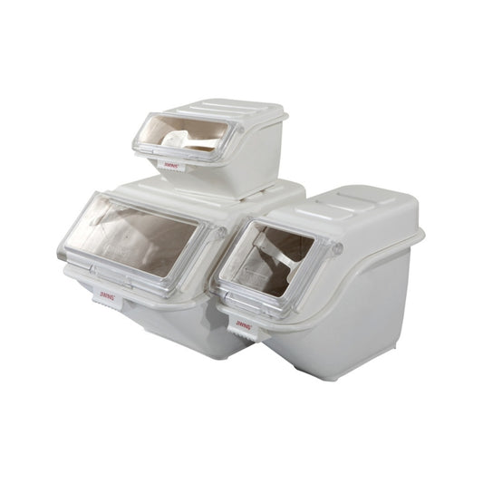 Jiwins Plastic Shelf Ingredient Bins with Lids White, 20 Ltr