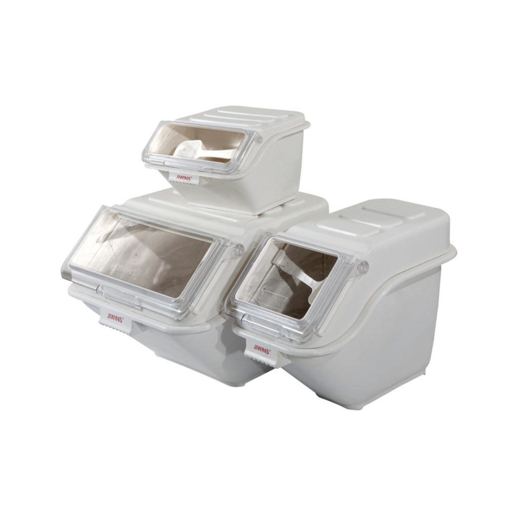 Jiwins Plastic Shelf Ingredient Bins with Lids White, 40 Ltr