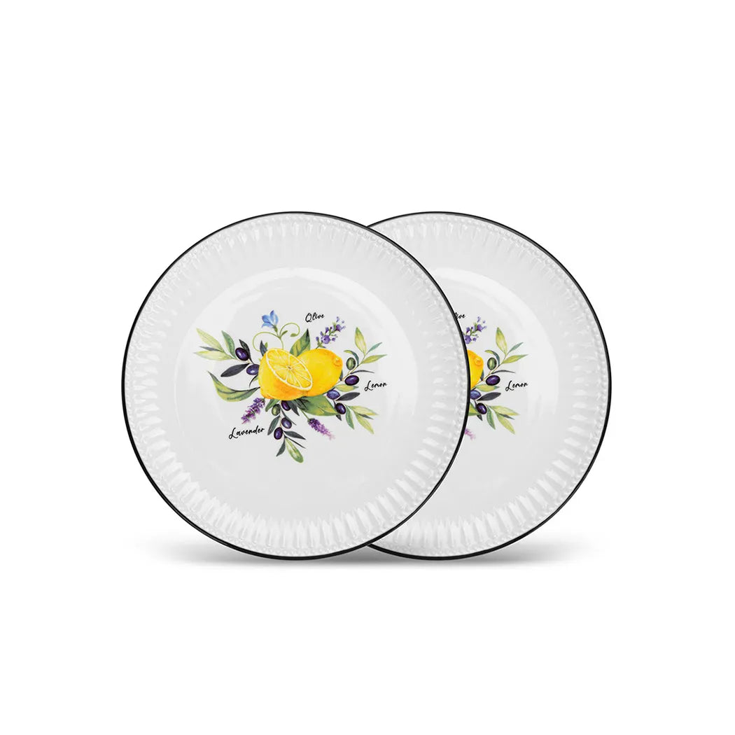 Lemon Provence Series Porcelain Set of 2 Plates, 21 cm