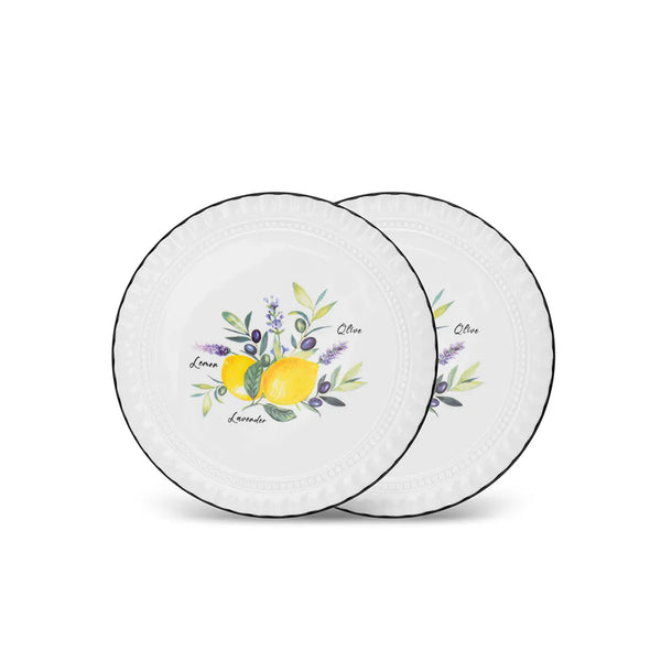 Lemon Provence Series Porcelain 2-Piece Plates, 16 cm