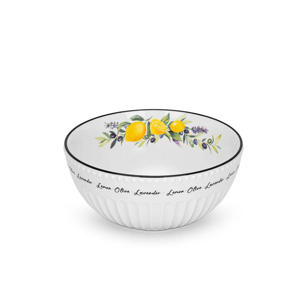 Lemon Provence Series Porcelain Salad Bowl, 20 cm