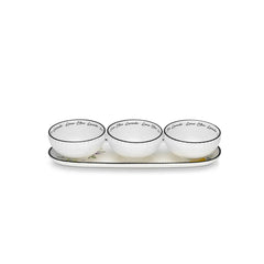 Lemon Provence Series Porcelain Set of 3 Gravyboats with a Plate