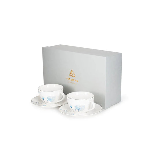 Lyon Series Porcelain 2-Piece Cups with Saucers, 220 ml