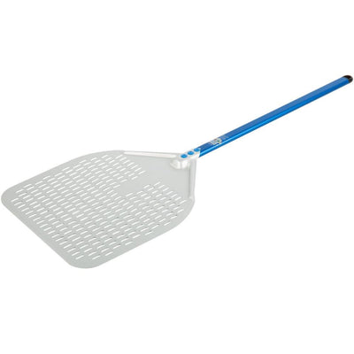 GI Metal A-37RF/60 Aluminium Rectangular 36 X 36 CM Perforated Pizza Peel With 60 CM Handle - HorecaStore