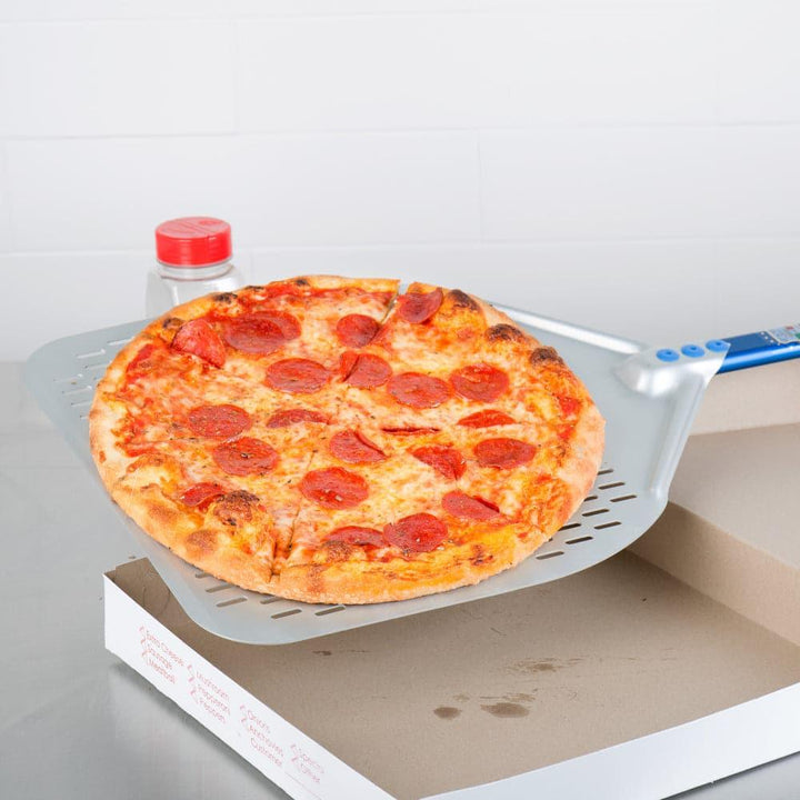 GI Metal A-37RF/60 Aluminium Rectangular 36 X 36 CM Perforated Pizza Peel With 60 CM Handle - HorecaStore