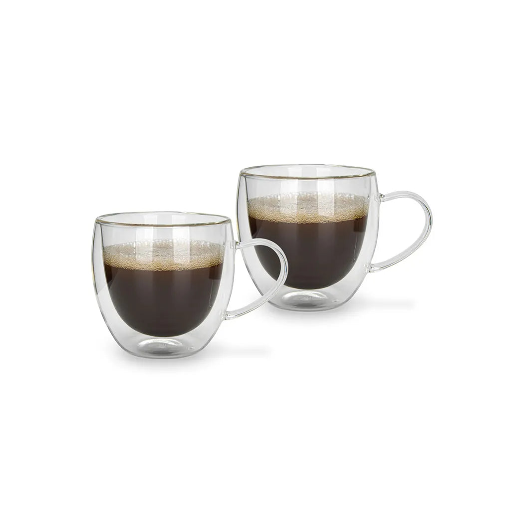 2-Piece Borosilicate Glass Oval Shape Double Wall Mugs, 300 ml