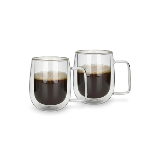 2-Piece Borosilicate Glass Double Wall Mugs, 300 ml