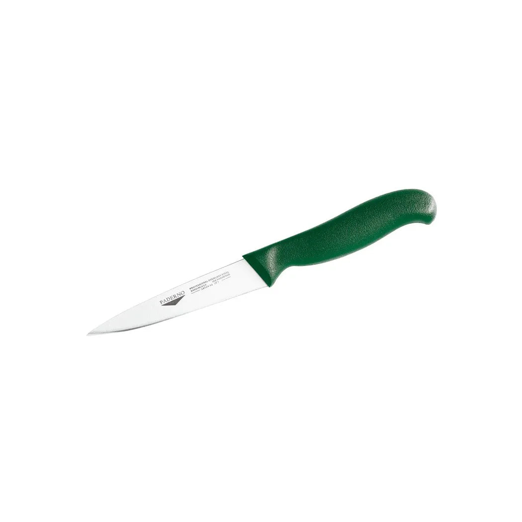 Paderno Stainless Steel Paring Knife with Green Handle, 8 cm