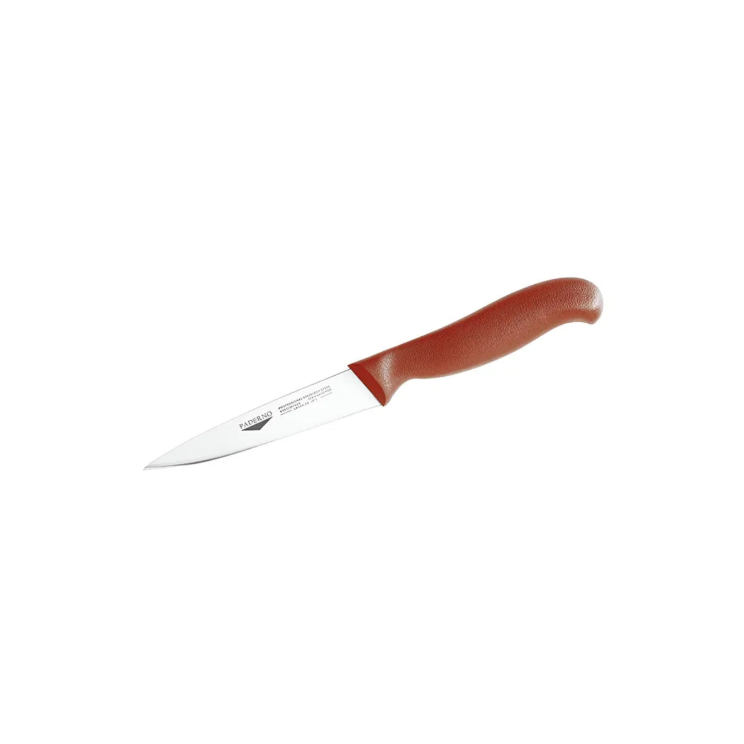 Paderno Stainless Steel Paring Knife with Red Handle, 11 cm