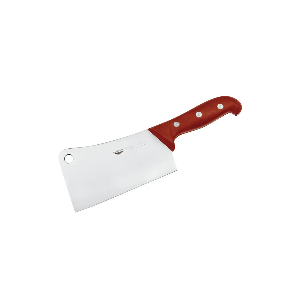 Paderno Stainless Steel Meat Cleaver with Red Handle, 22 cm