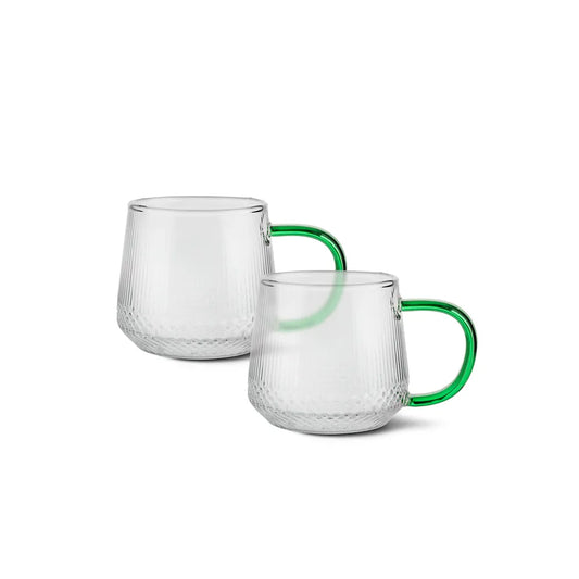 Heat Resistant Glass 2 Piece Set of Tea Coffee Mugs, 320 ml