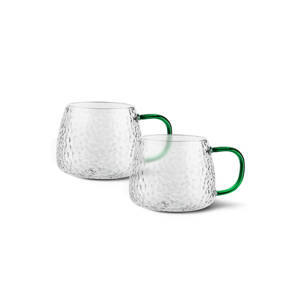 Heat Resistant Glass 2 Piece Set of Tea Coffee Mugs, 420 ml