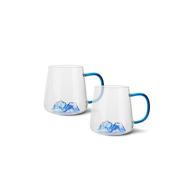 Heat Resistant Glass 2 Piece Set of Tea Coffee Mugs, 400 ml