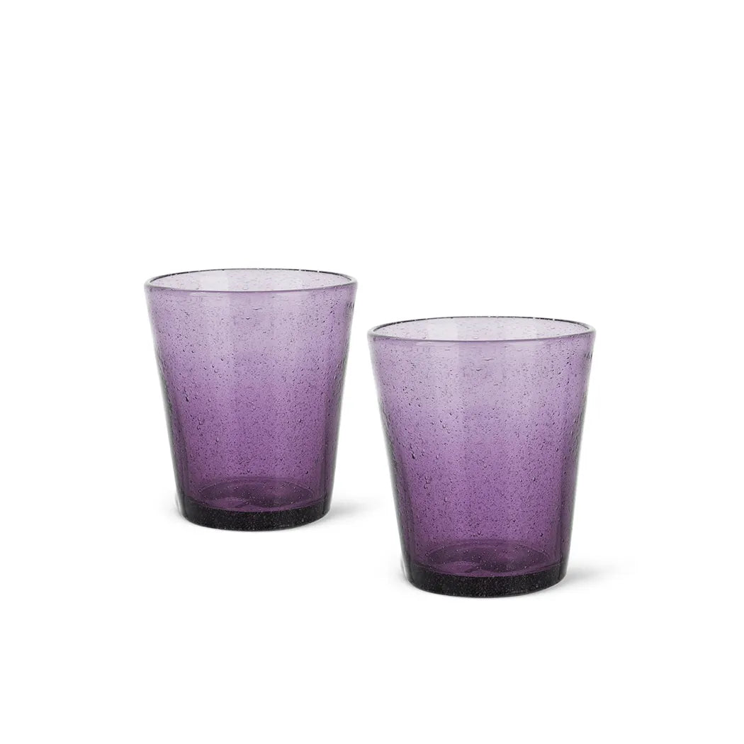 Solid Glass 2 Piece Tumbler Glass Set in Purple Color, 330 ml