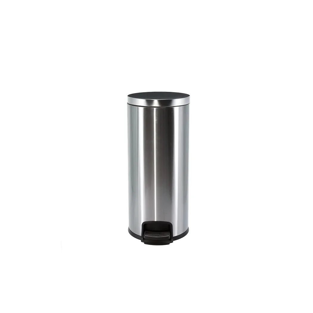 Roomwell Action Round Stainless Steel 20 L Pedal Bin with Soft Close Lid Silver