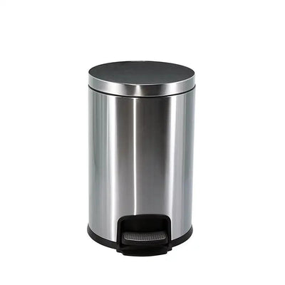 Roomwell Action Round Stainless Steel 12 L Pedal Bin with Soft Close Lid Silver - HorecaStore