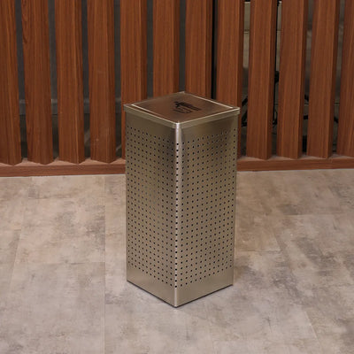 Swing Top Square Garbage Bin Silver 25.5 X 25.5 X60 cm