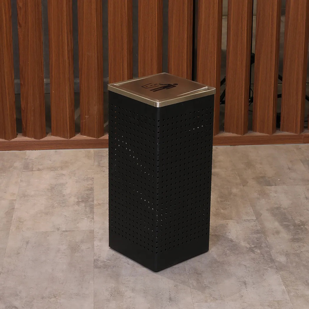 Swing Top Square Garbage Bin Black 25.5 X 25.5 X60 cm