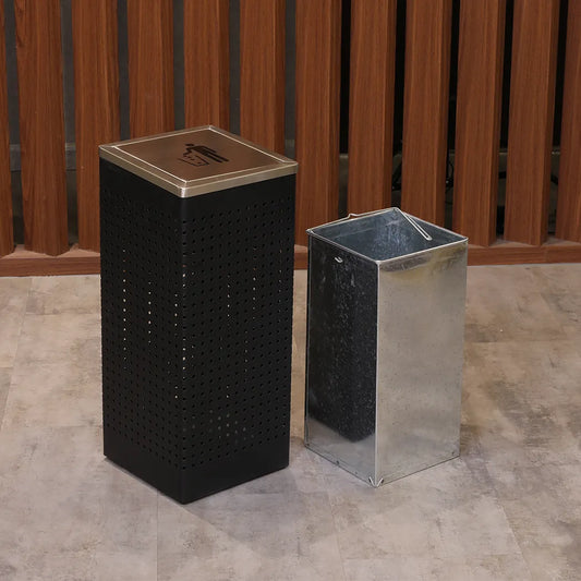 Swing Top Square Garbage Bin Black 25.5 X 25.5 X60 cm