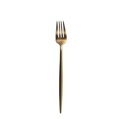 Furtino England Oscar Table Fork Matt Gold 18/10 Stainless Steel Table Fork 8mm, Pack Of 12 - HorecaStore