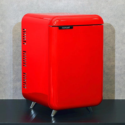 Roomwell Retro Compressor Minibar 38 Litres, H 65.5 x W 40 x D 44 cm, Energy Efficient, Fast Cooling, Color Red - HorecaStore