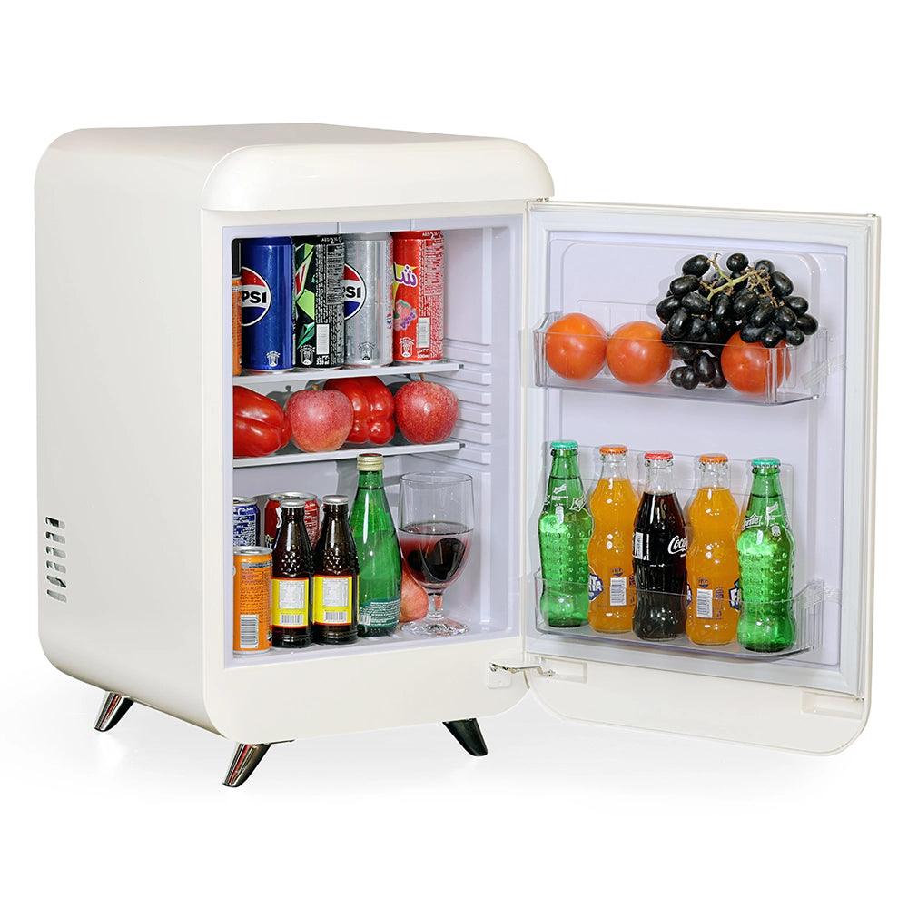 Roomwell UK Retro Compressor Minibar 38 Liters, H 65.5 x W 40 x D 44 cm, Energy Efficient, Fast Cooling, Color White - HorecaStore