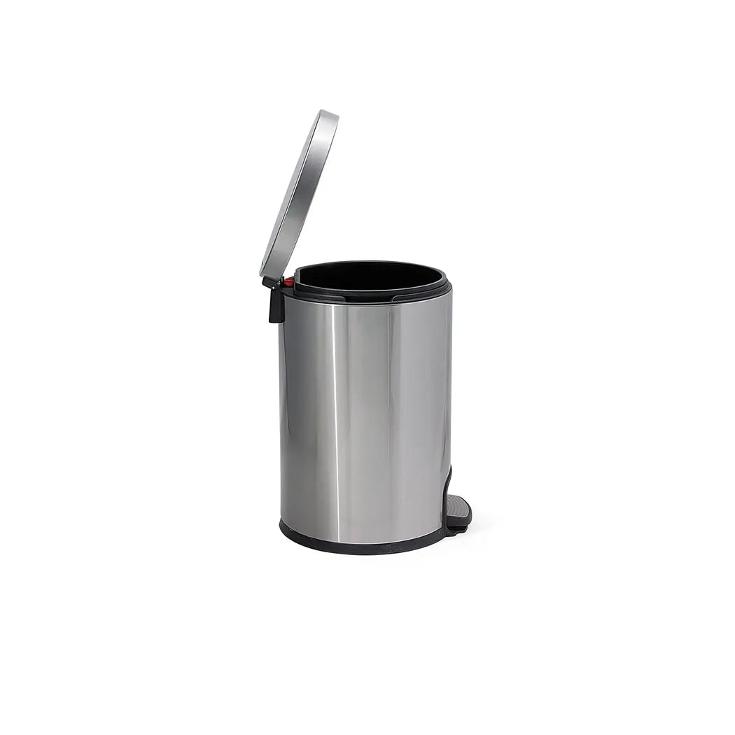 Roomwell Action Round Stainless Steel 3 L Pedal Bin with Soft Close Lid Silver