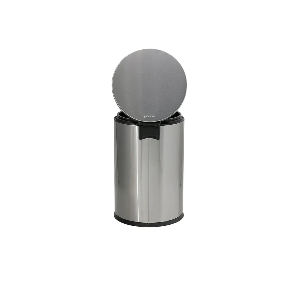 Roomwell Action Round Stainless Steel 3 L Pedal Bin with Soft Close Lid Silver