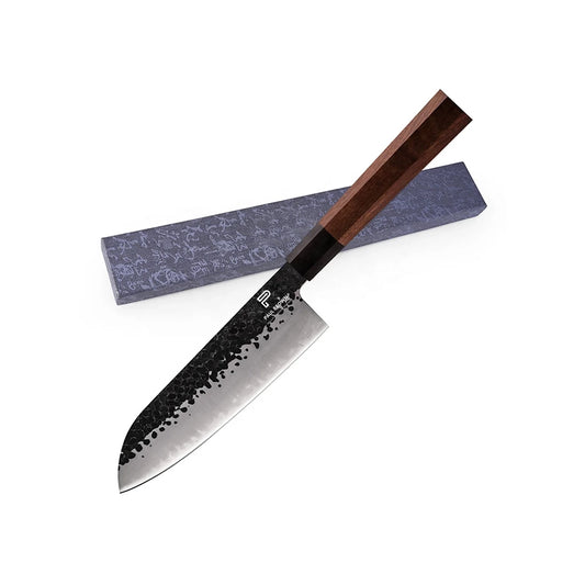 Paul Brown High Carbon Steel Santoku Knife With Wooden Handle, Blade Length 18 cm