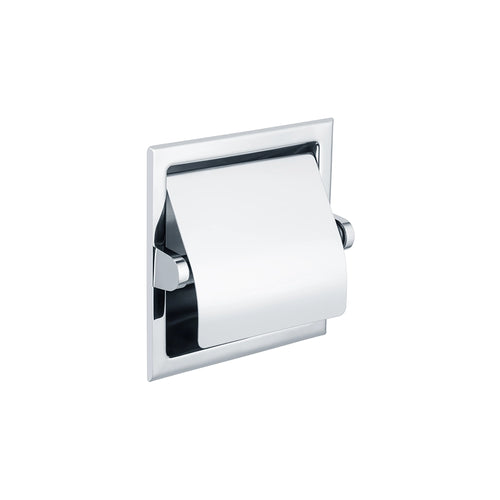 Bagnodesign  Polished Stainless Steel Hotel Concealed Toilet Roll Holder With Cover, 15.8x8.4x16.2 cm