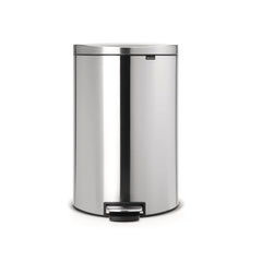 Brabantia Flatback Smudge-proof Matt Steel Pedal Bin, 40L with Plastic Bucket