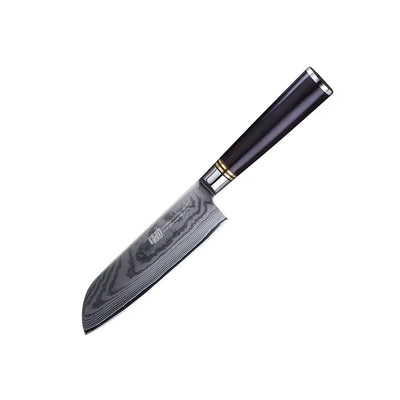 Paul Brown VG10 Steel Santoku Knife With Ebony Wood Handle, Blade Length 18 cm