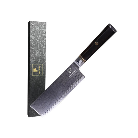 Paul Brown Knight Series VG10 Steel Nakiri Knife With Octagon Wooden Handle, Blade Length 18 cm