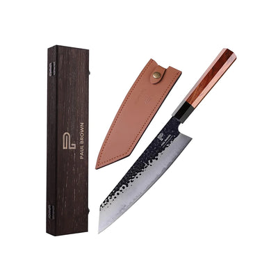 Paul Brown High Carbon Steel Kiritsuke Gyuto Knife With Octagon Wooden Handle, Blade Length 23 cm