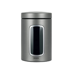 Brabantia Steel Window Canister, 1.4L, Platinum