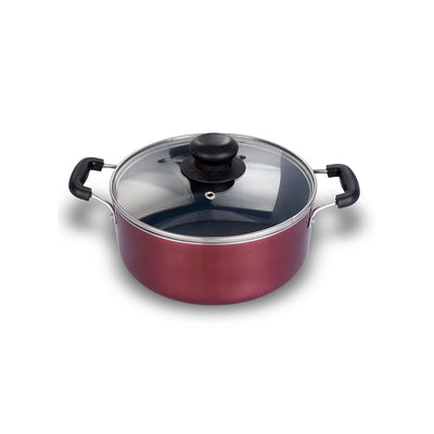 ARK Nonstick Induction Aluminium Casserole with Glass Lid, 24 cm