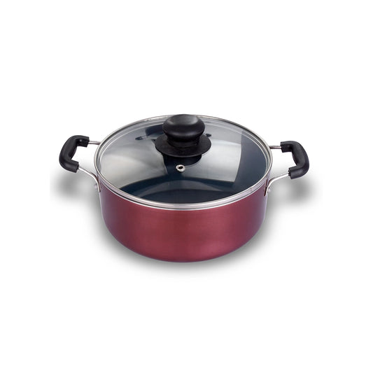 ARK Nonstick Induction Aluminium Casserole with Glass Lid, 24 cm