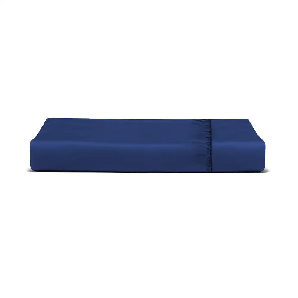 ths giza cotton extra super king fitted bed sheet indigo blue