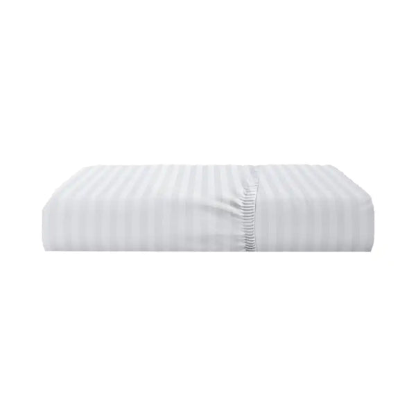 ths eternal stripes single xl fitted cotton bed sheet white