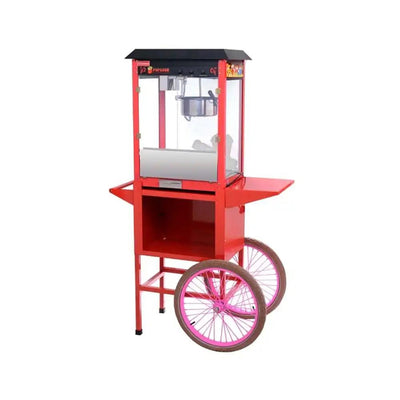 THS Stainless Steel Iron Coated Popcorn Machine Cart Trolley Red, 94 x 50 x 82.5   HorecaStore