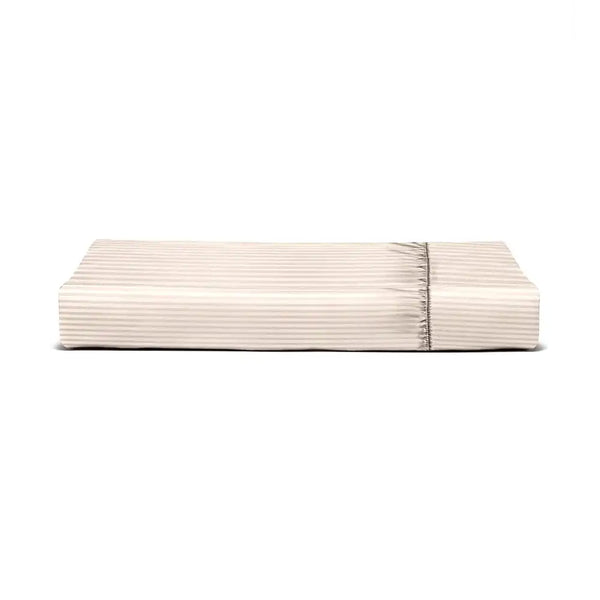 ths zen stripes queen fitted cotton bed sheet beige